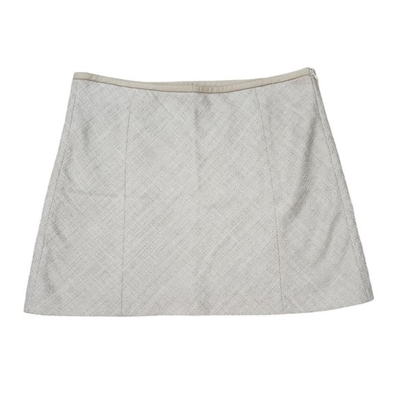 Theory NWT Goat Leather Virgin Wool Silk Ecru Mini Skirt 10
